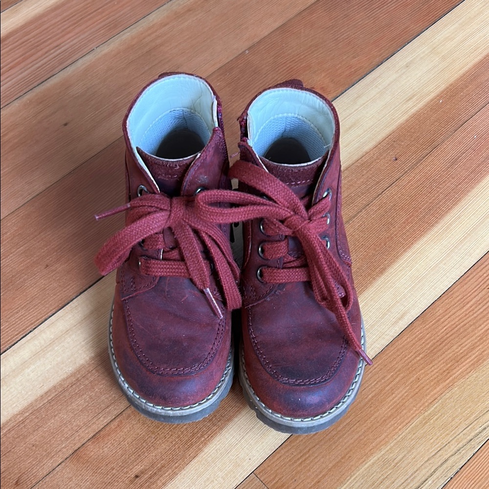 Kids Red Leather Boots